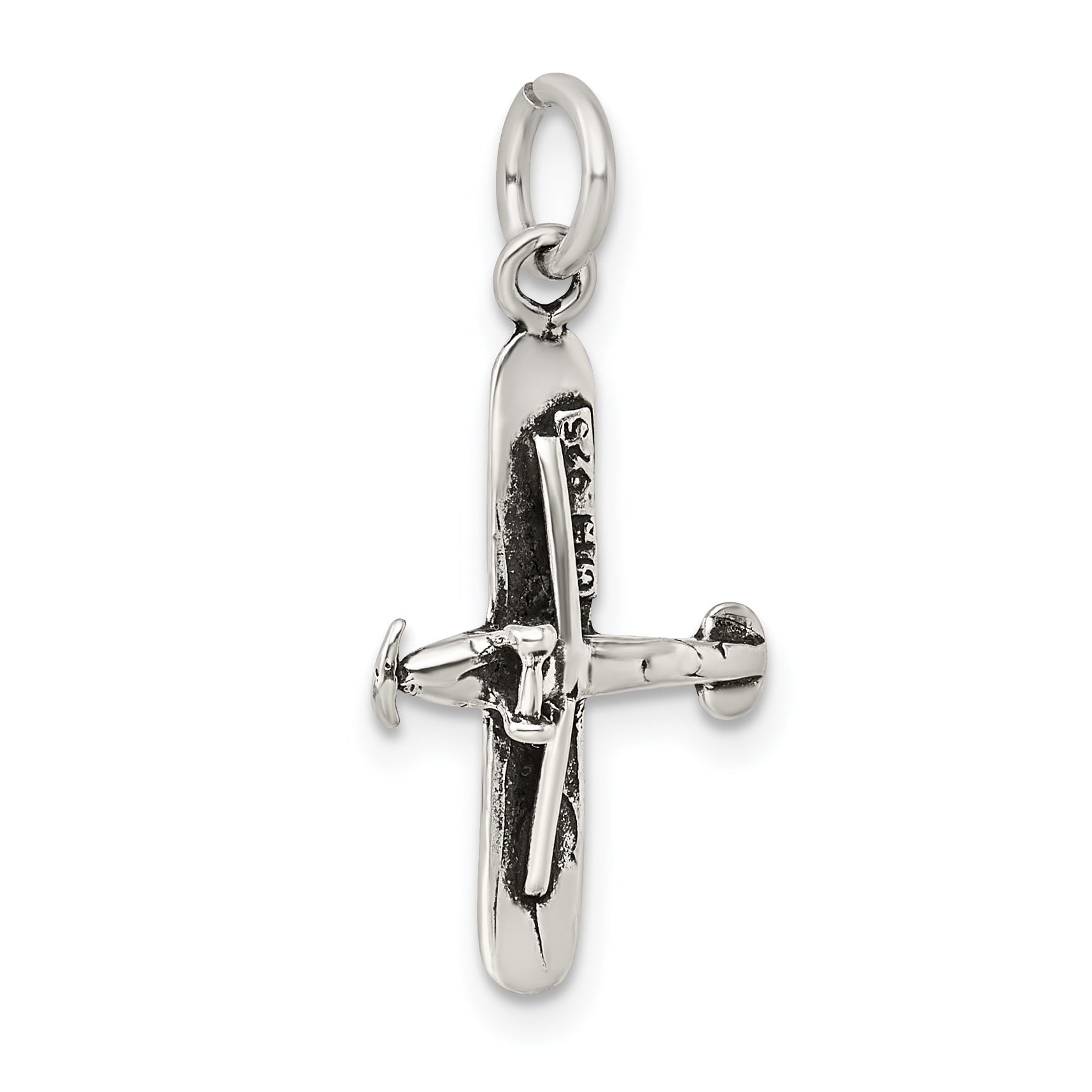 Sterling Silver 925 Men's Antiqued 3D Airplane Charm