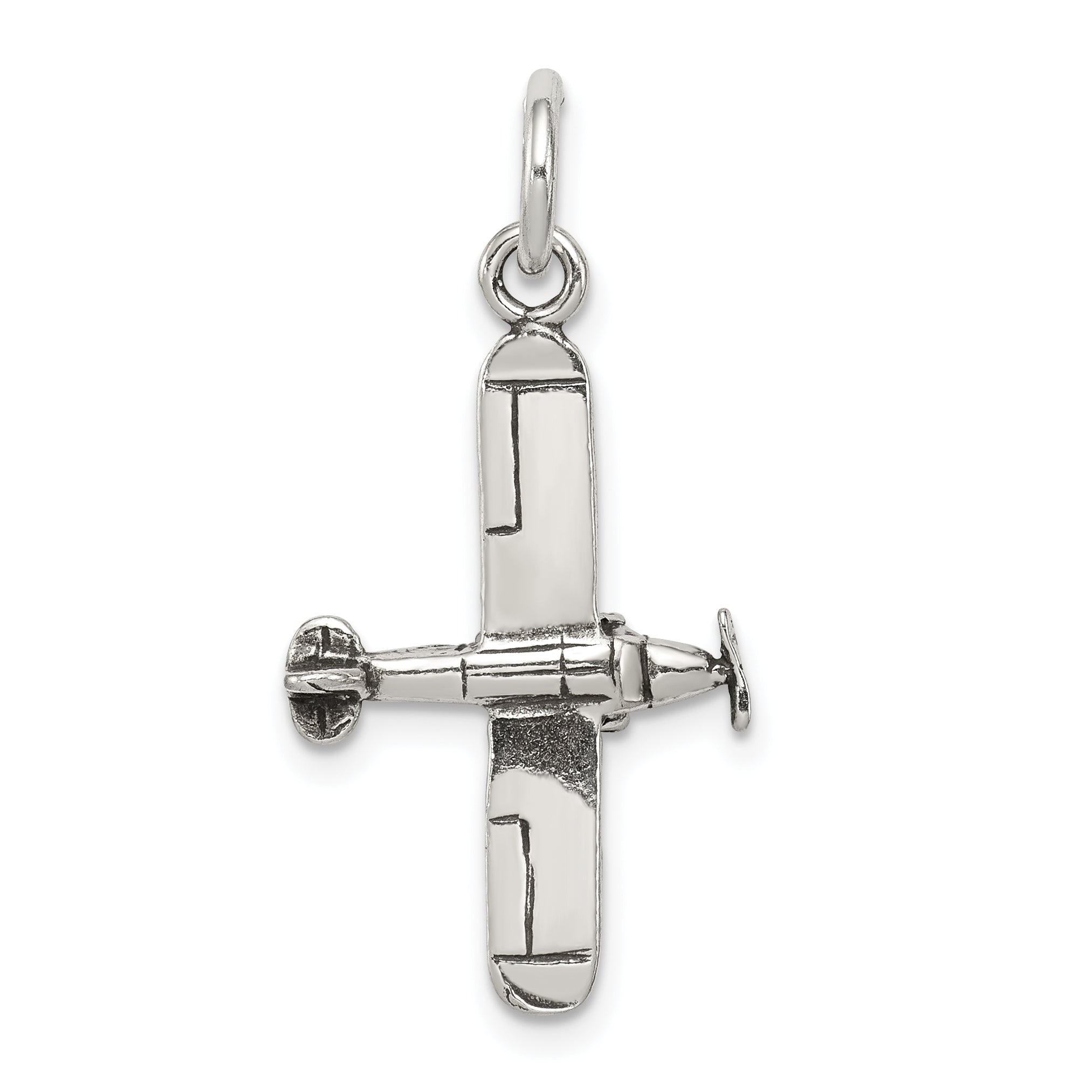 Sterling Silver Antiqued Airplane Charm Main image