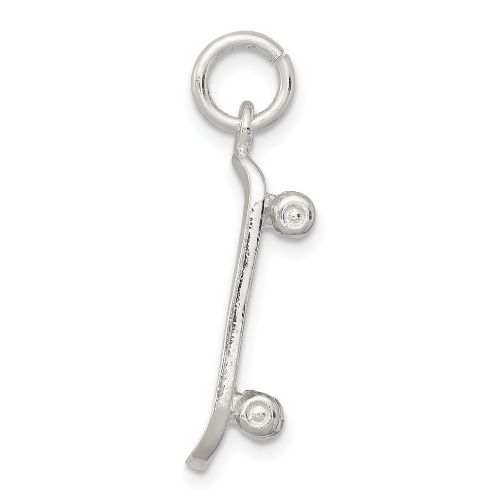 Sterling Silver 925 Skateboard Charm with Polished Anti-Tarnish Finish