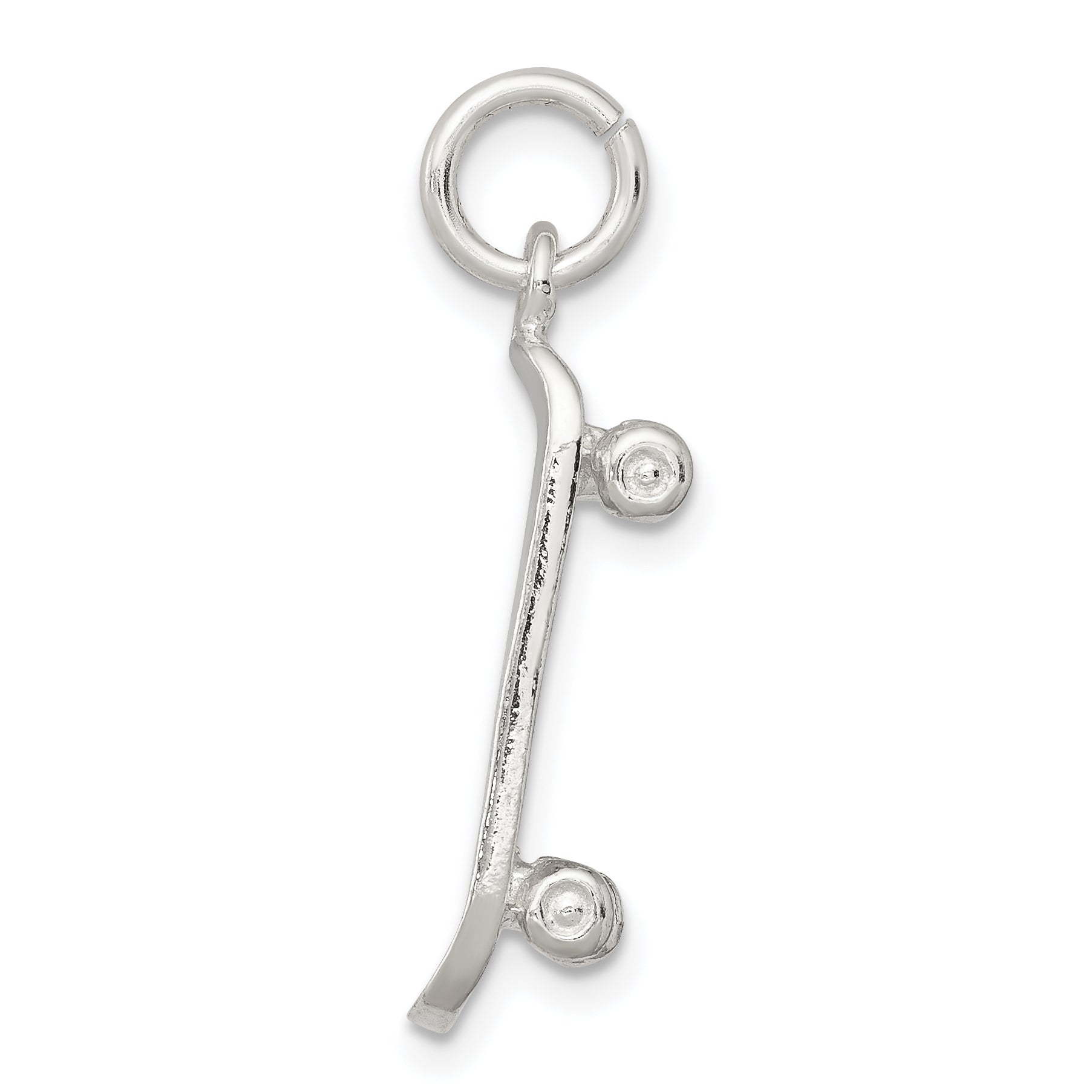 Sterling Silver 925 Skateboard Charm with Polished Anti-Tarnish Finish