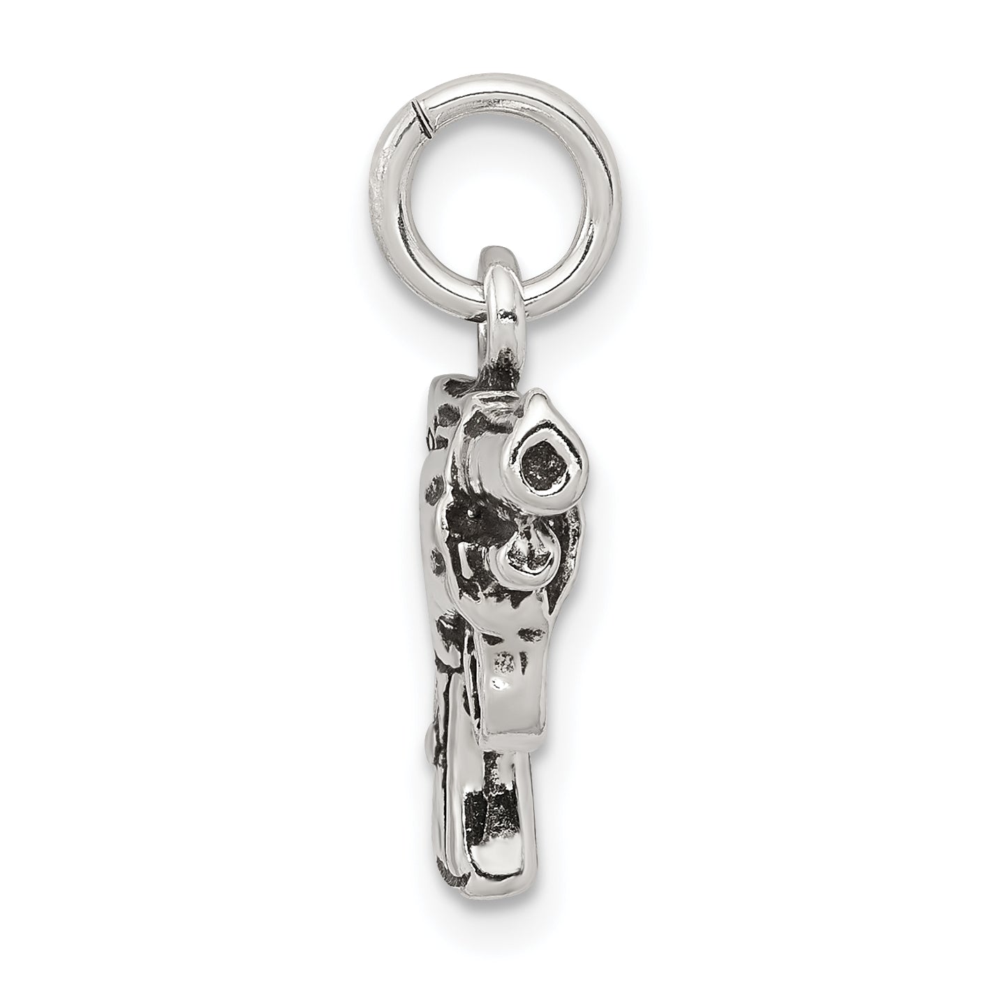 Sterling Silver Men's 3D Antiqued Pistol Charm for Vintage Appeal