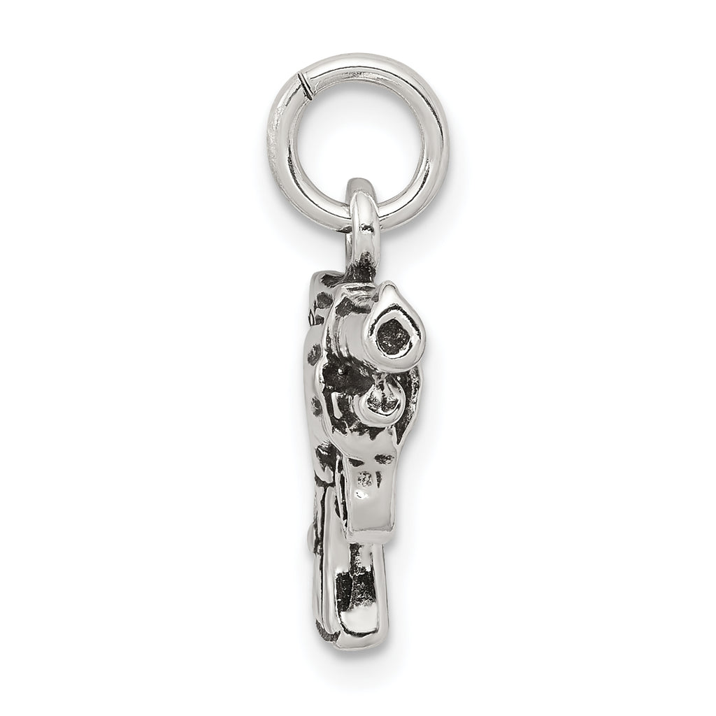Sterling Silver Men's 3D Antiqued Pistol Charm for Vintage Appeal