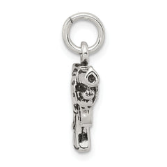 Sterling Silver Men's 3D Antiqued Pistol Charm for Vintage Appeal