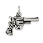 Sterling Silver Men's 3D Antiqued Pistol Charm for Vintage Appeal