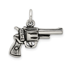 Sterling Silver Men's 3D Antiqued Pistol Charm for Vintage Appeal