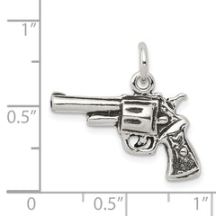 Sterling Silver Men's 3D Antiqued Pistol Charm for Vintage Appeal