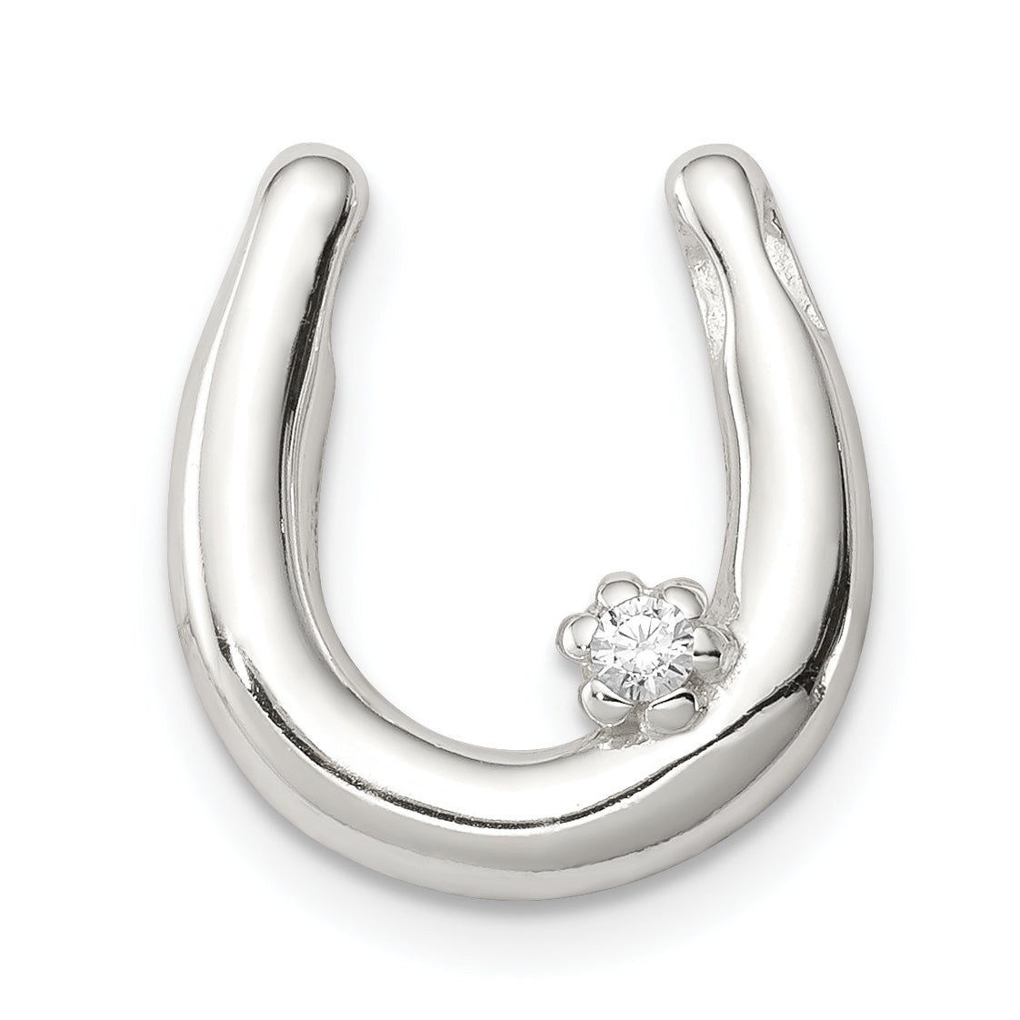 Sterling Silver CZ Horseshoe Pendant Main image