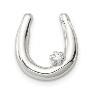 Cubic Zirconia Horseshoe Pendant in Sterling Silver, 15mm - Sophia Jewelers