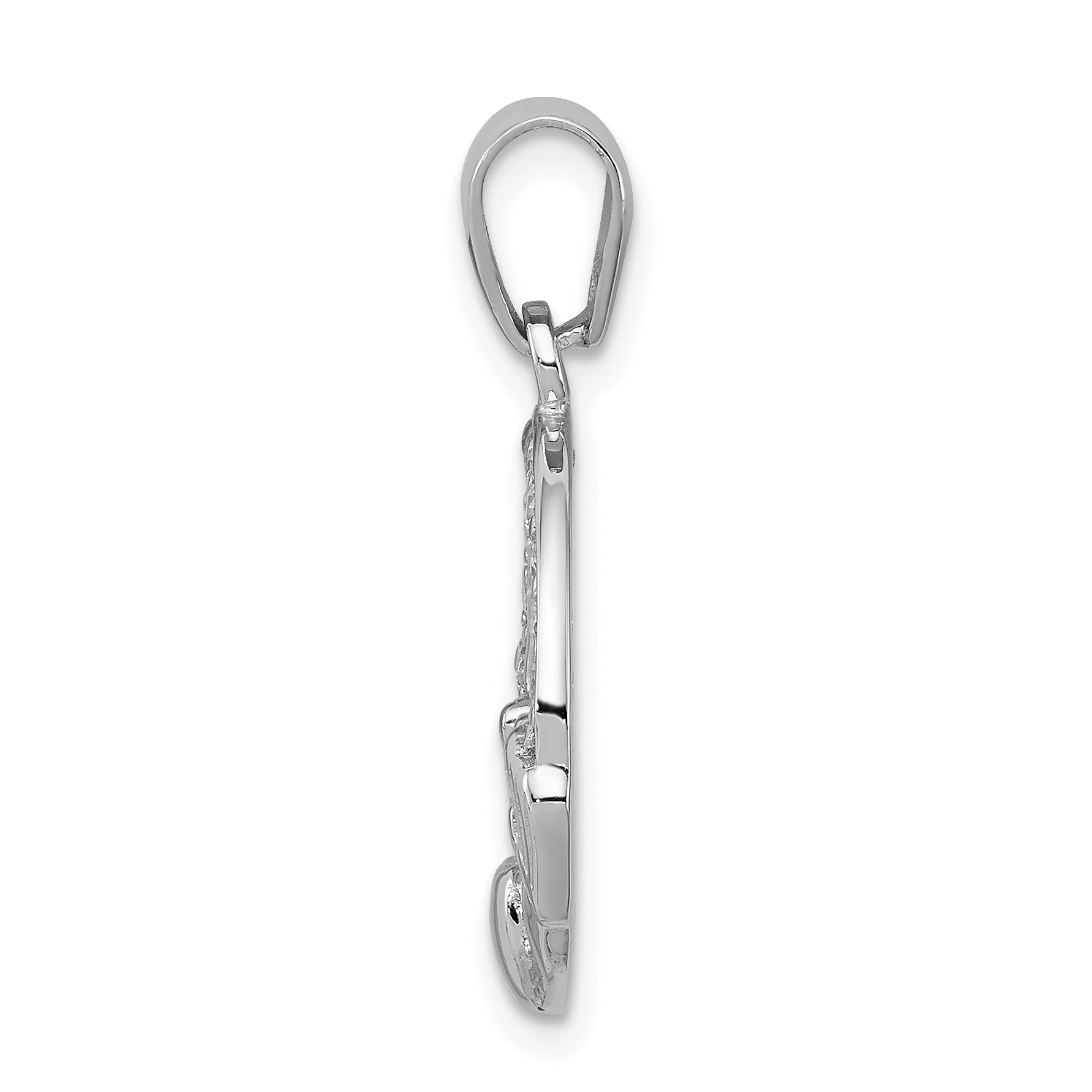 Elegant Sterling Silver 925 CZ Claddagh Pendant with Rhodium Finish Secondary image