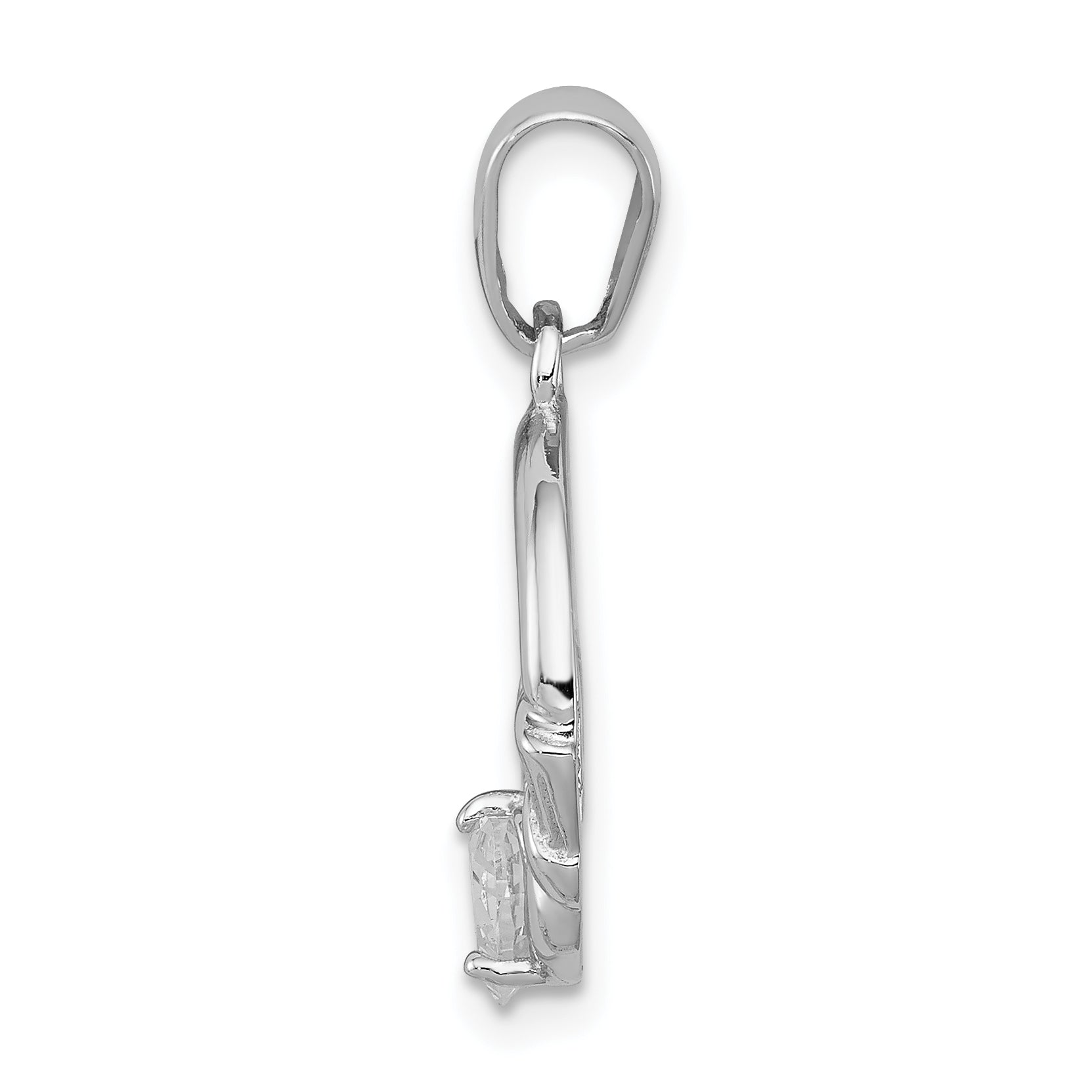 Sterling Silver 925 Claddagh Pendant with Clear CZ Elegance by Sophia Secondary image