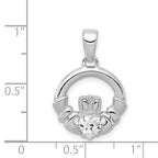 Sterling Silver 925 Claddagh Pendant with Clear CZ Elegance by Sophia