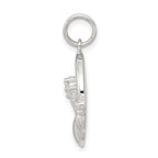 Sophia Jewelers Sterling Silver CZ Claddagh Pendant with Rhodium Polish