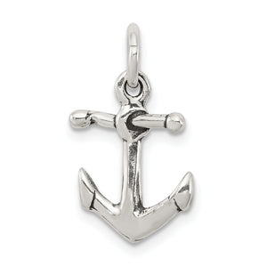 Anchor Charm in Sterling Silver, 21mm Antiqued - Sophia Jewelers