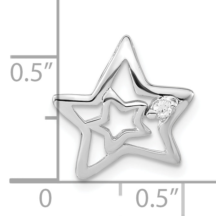Sterling Silver Rhodium Plated CZ Stars Slide
