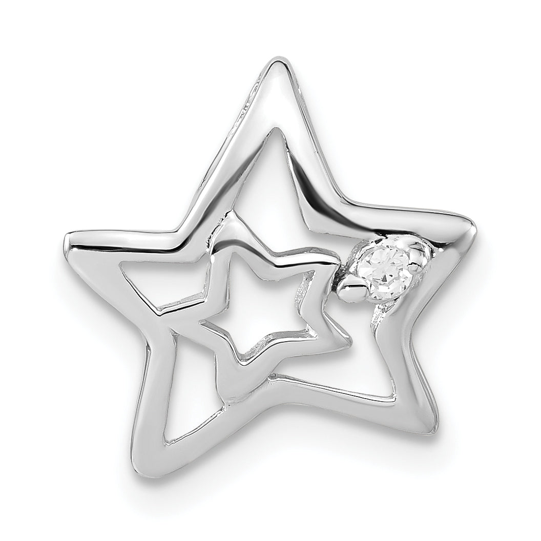 Sterling Silver Rhodium-plated CZ Stars Slide