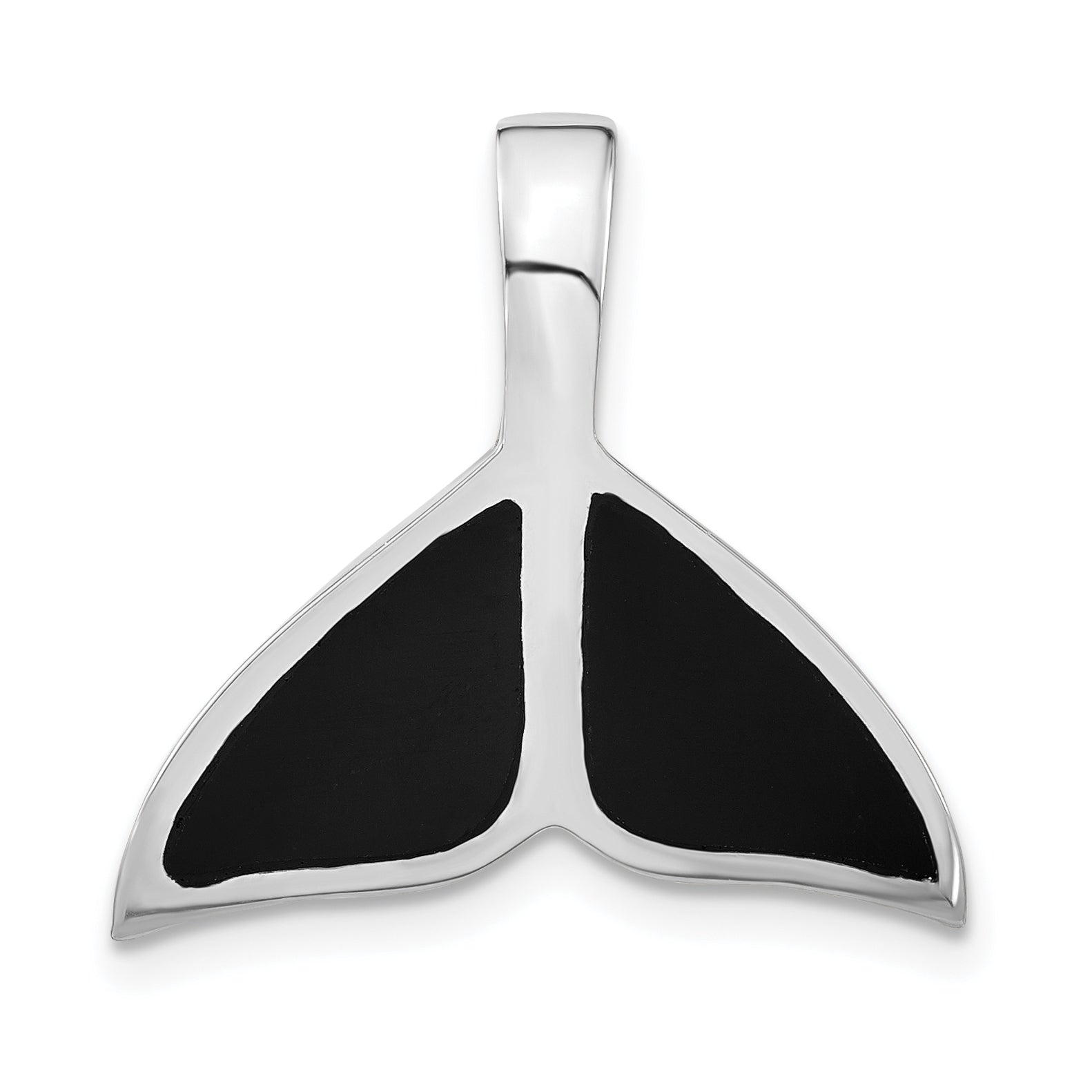 Sterling Silver Black Enameled Medium Whale Fin Pendant Slide Main image