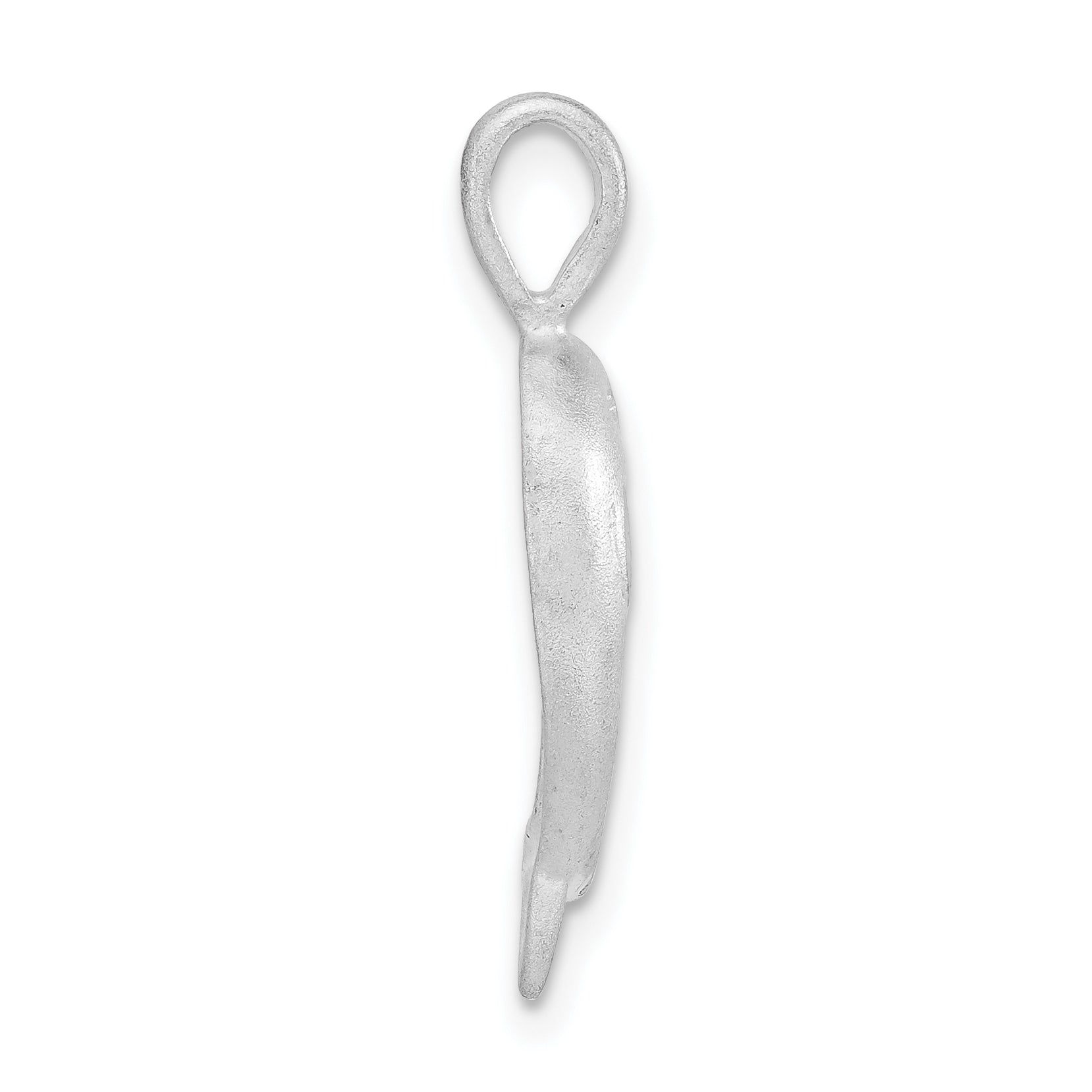 Sterling Silver Satin & Diamond-cut Dolphin Pendant