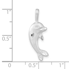 Sterling Silver Dolphin Pendant with Satin and Diamond-Cut Finish