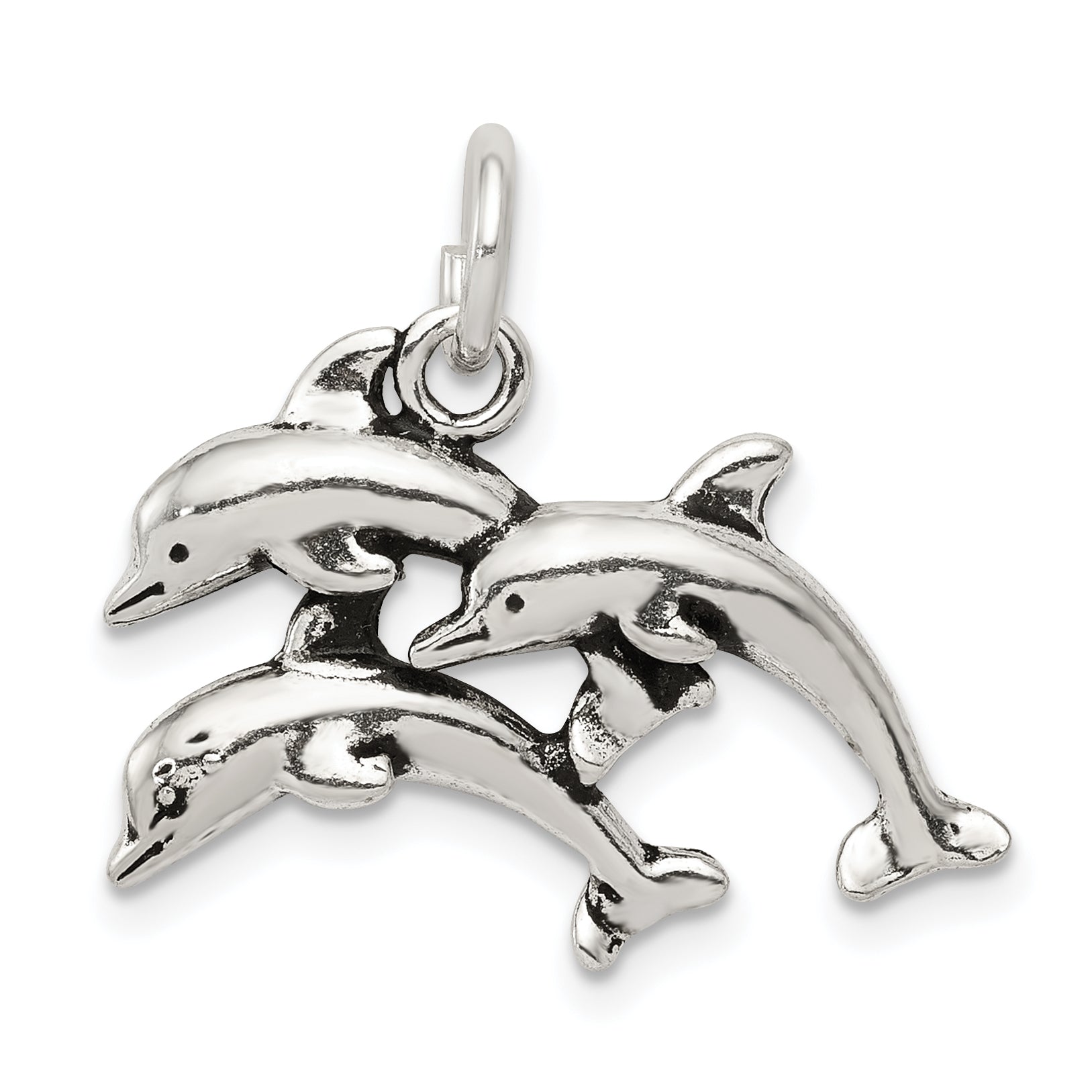 Sterling Silver Antiqued Dolphin Charm Main image