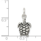 Antiqued Sterling Silver Turtle Charm Pendant with Open Back Design