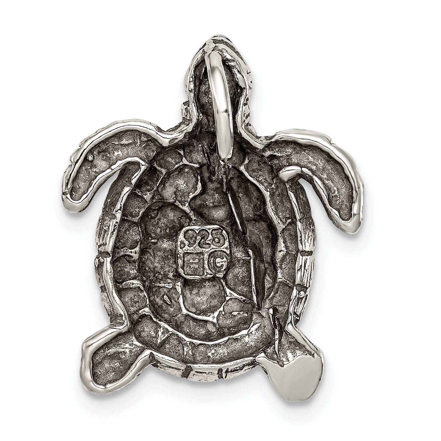 Sophia Jewelers Antiqued Sterling Silver Turtle Charm for Men