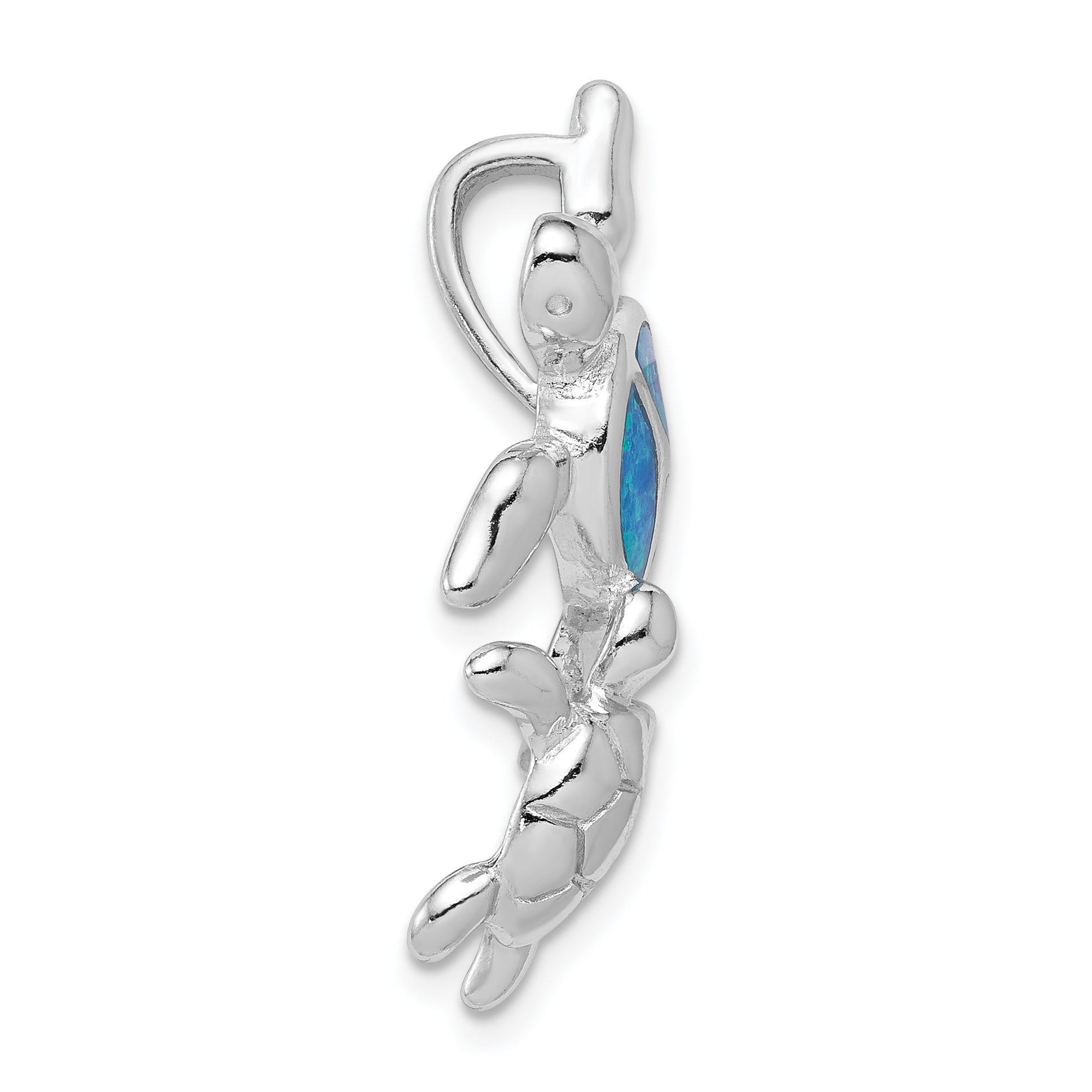 Sophia Jewelers Sterling Silver Opal Turtle Pendant with Rhodium Finish Secondary image