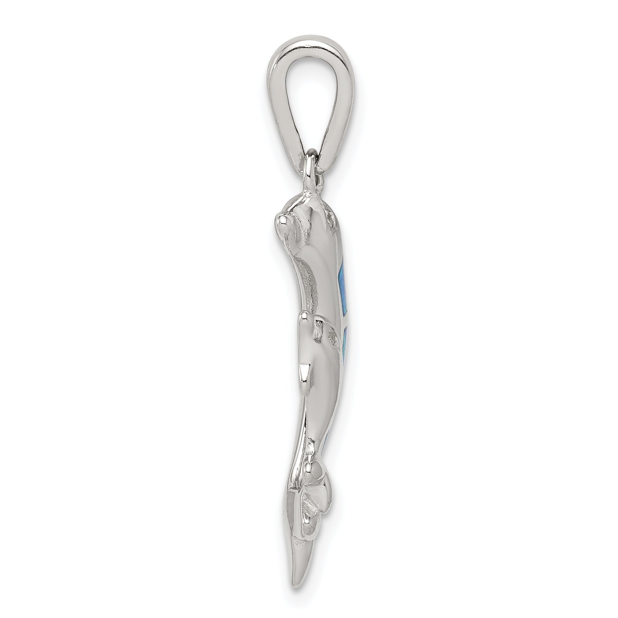 Sterling Silver Rhodium-Plated Opal Dolphin Pendant Elegant Ocean-Themed Charm Secondary image