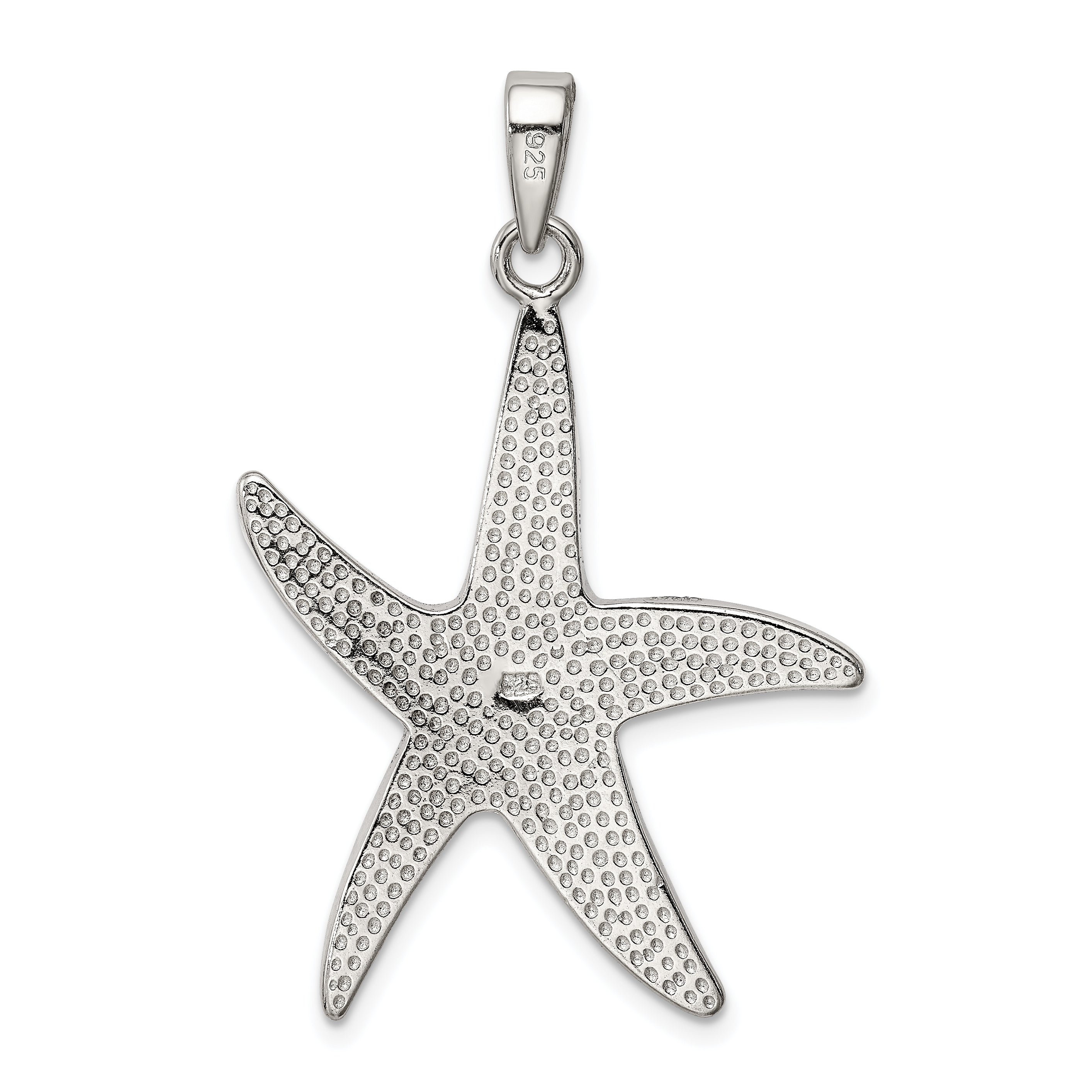 Sterling Silver 925 Opal Starfish Pendant with Rhodium-Plated Finish