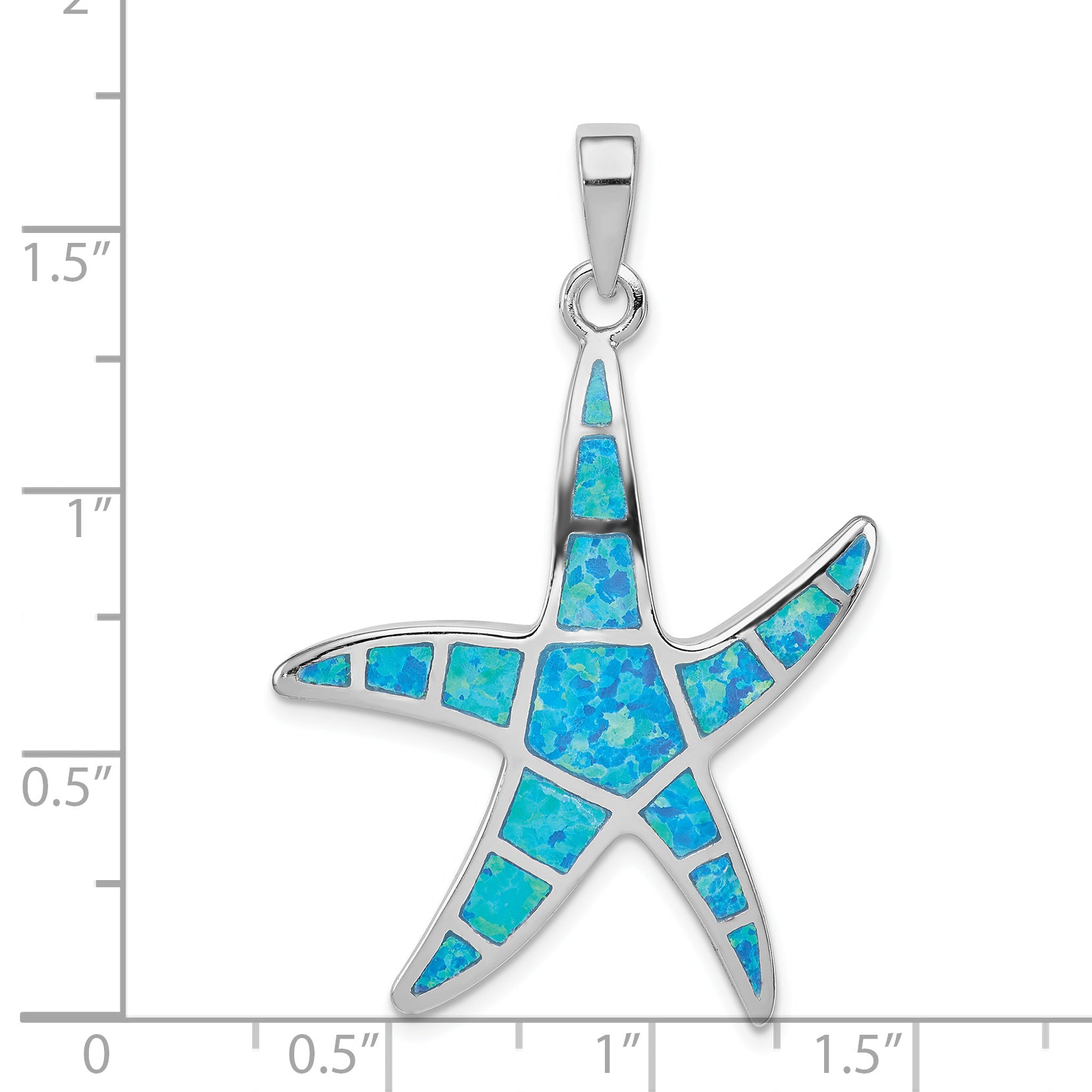 Sterling Silver 925 Opal Starfish Pendant with Rhodium-Plated Finish