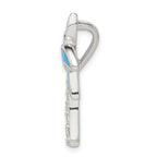 Sterling Silver 925 Palm Tree Pendant with CZ & Opal Inlay