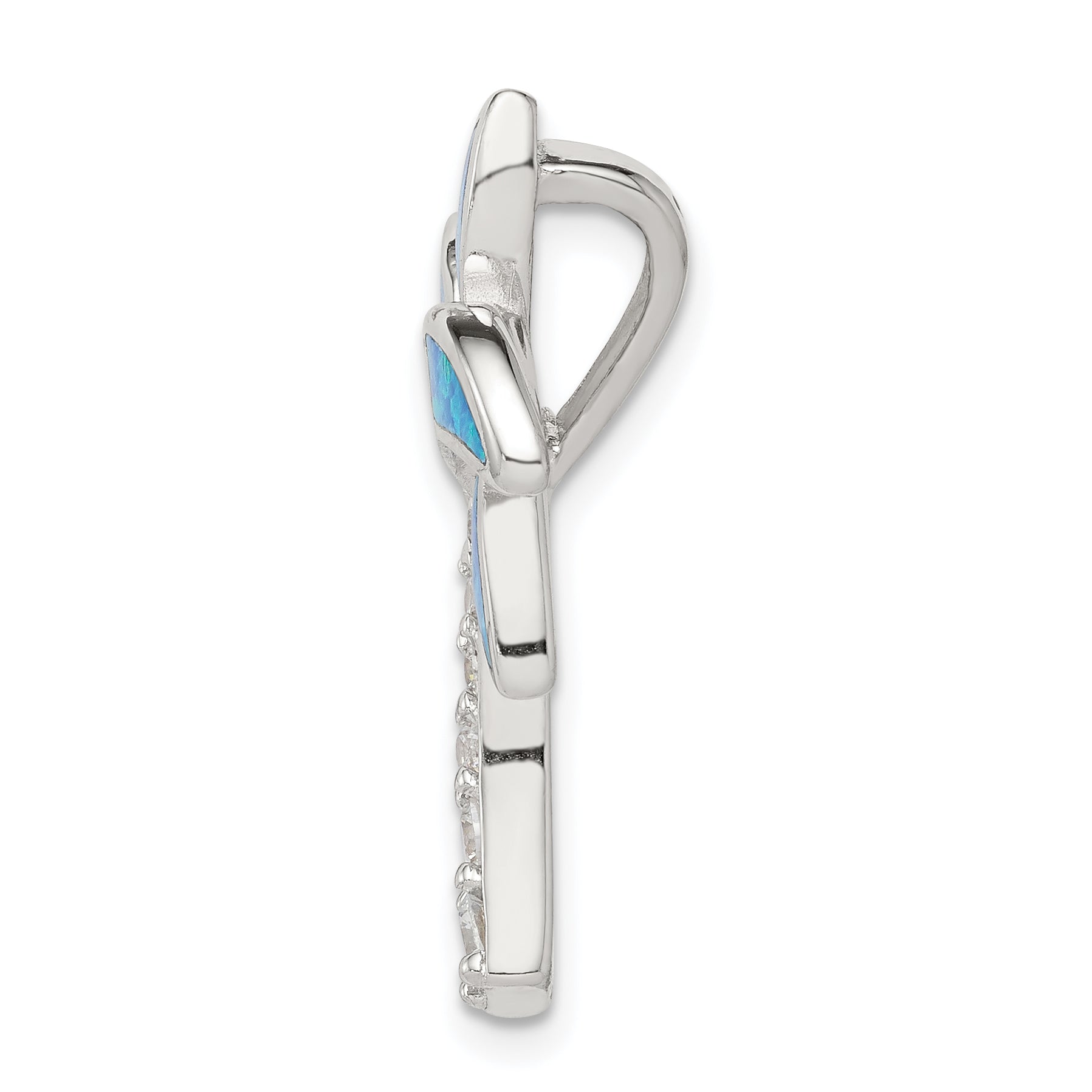 Sterling Silver 925 Palm Tree Pendant with CZ & Opal Inlay