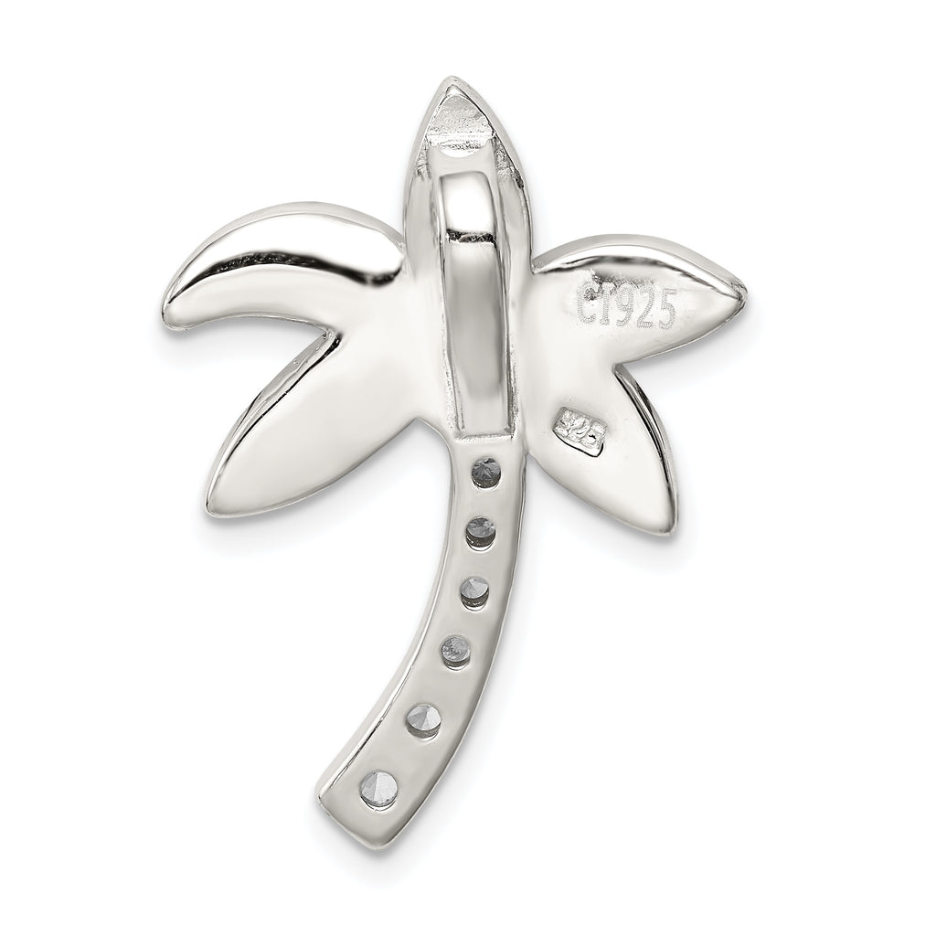 Sterling Silver 925 Palm Tree Pendant with CZ & Opal Inlay