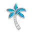 Sterling Silver Rhod-pltd CZ Blue Inlay Created Opal Palm Tree Pendant