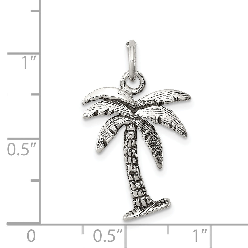 Antiqued Sterling Silver Palm Tree Charm for Men Timeless Elegance