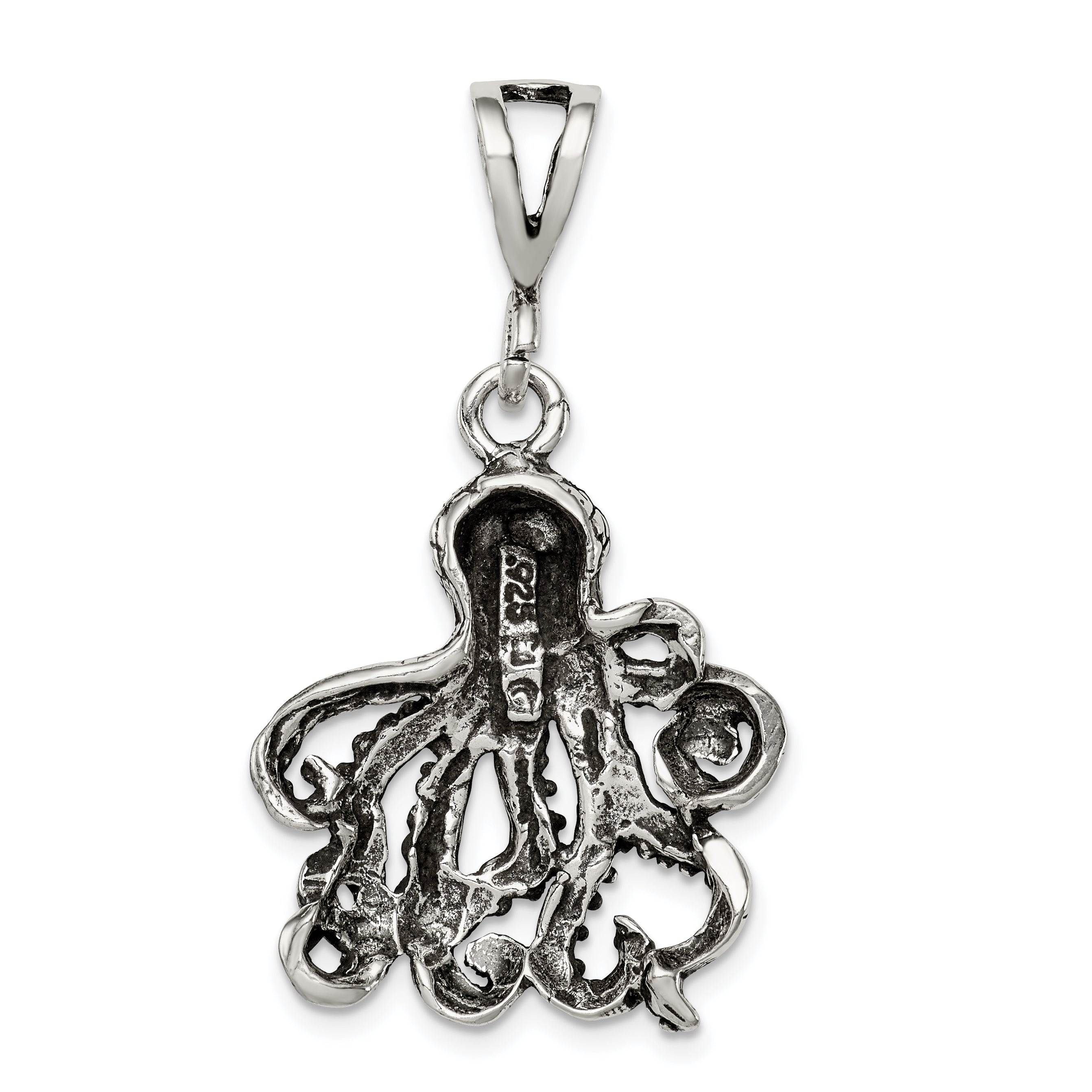 Sterling Silver Antiqued Octopus Charm