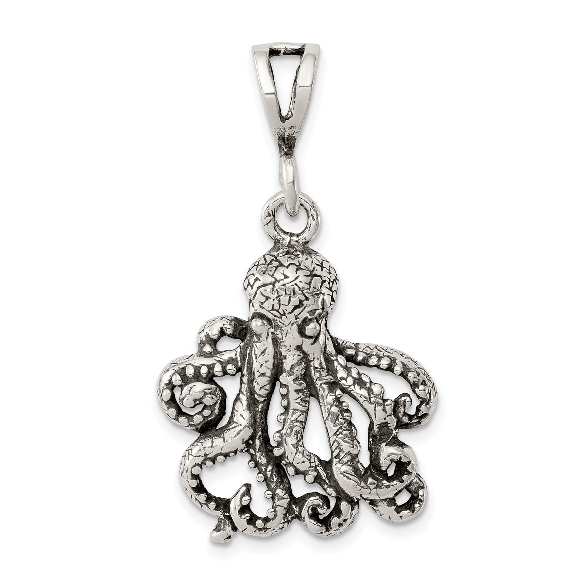 Sterling Silver Antiqued Octopus Charm