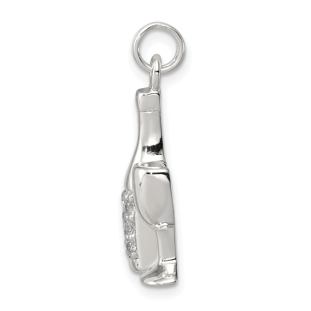 Sophia Jewelers Sterling Silver CZ Wine Charm Pendant Polished & Elegant