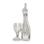 Sophia Jewelers Sterling Silver CZ Wine Charm Pendant Polished & Elegant