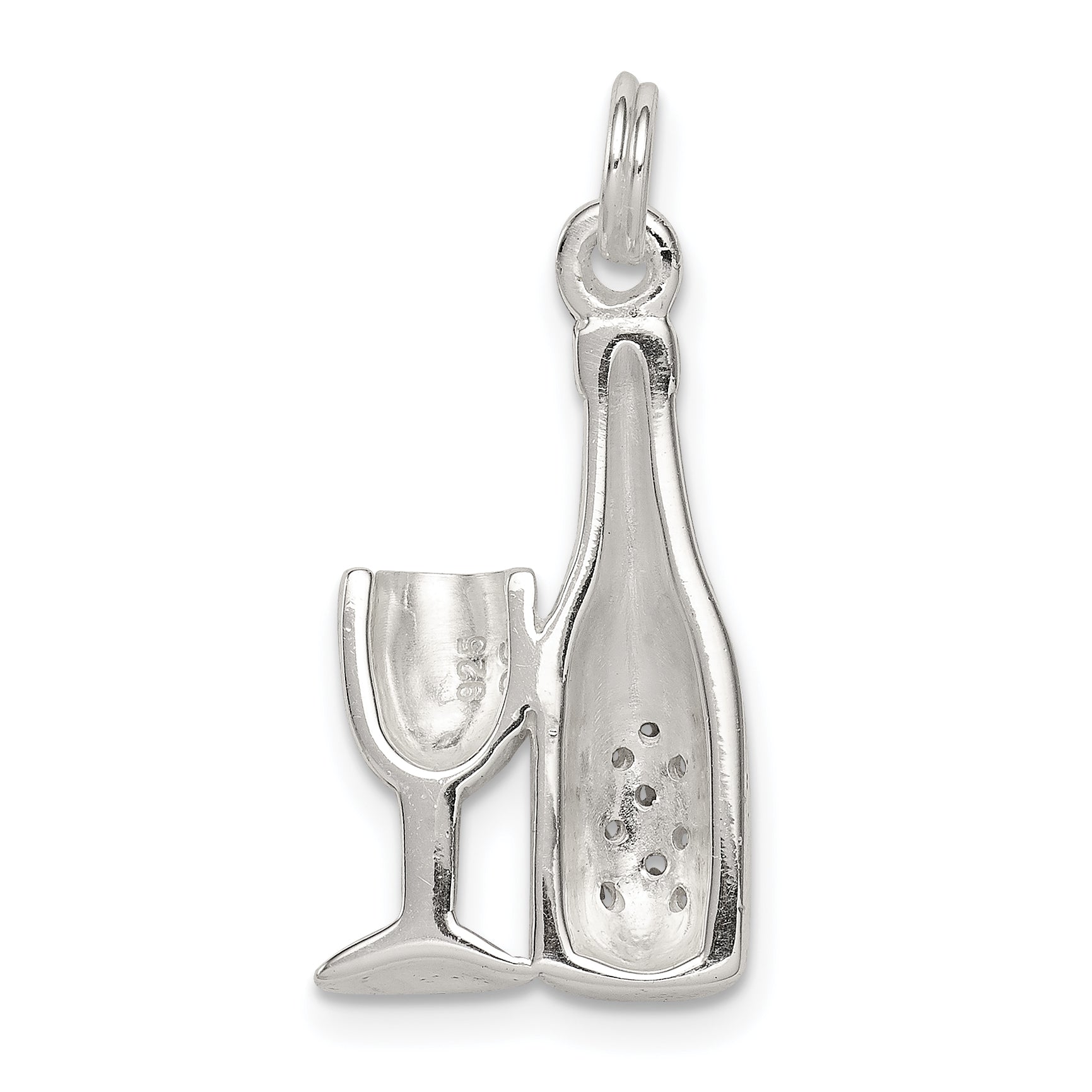 Sophia Jewelers Sterling Silver CZ Wine Charm Pendant Polished & Elegant