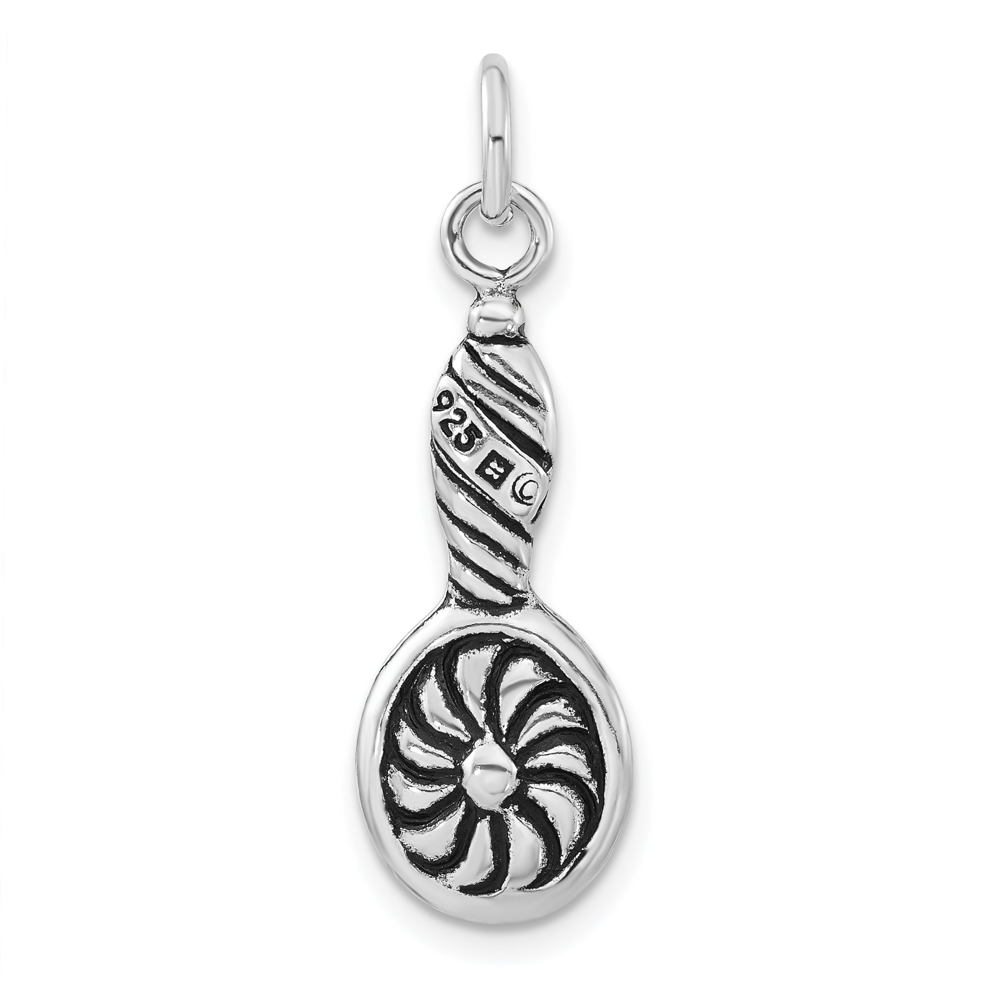 Sophia Jewelers 925 Sterling Silver Antiqued Vintage Hand Mirror Charm