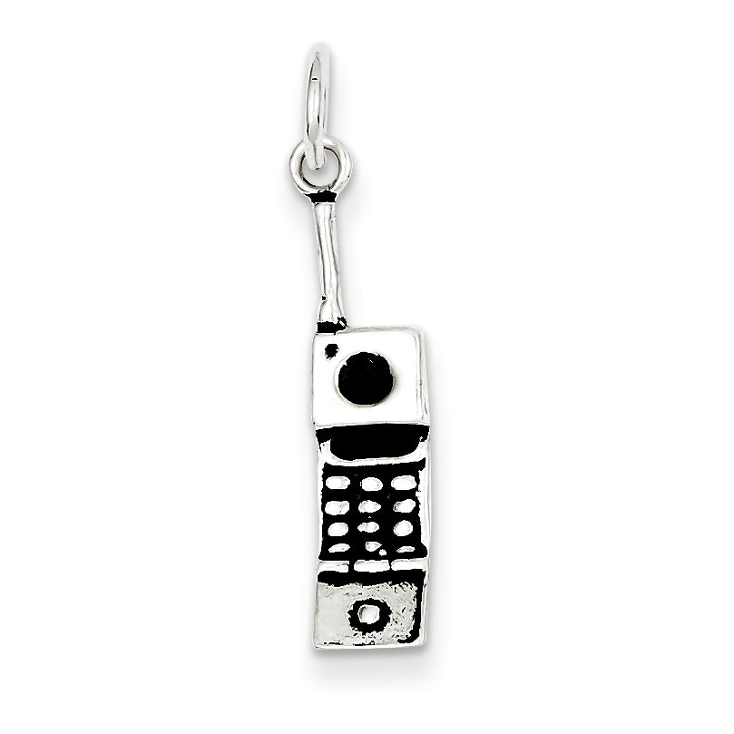 Sterling Silver Antiqued Cell Phone Charm