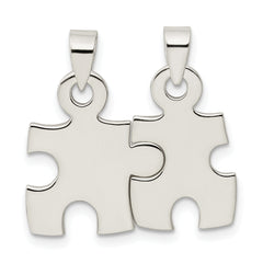 Sterling Silver Polished Puzzle Pieces Pendant