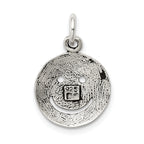Sterling Silver 925 Smiley Charm with Antiqued Vintage Finish