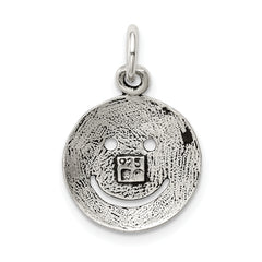 Sterling Silver 925 Smiley Charm with Antiqued Vintage Finish