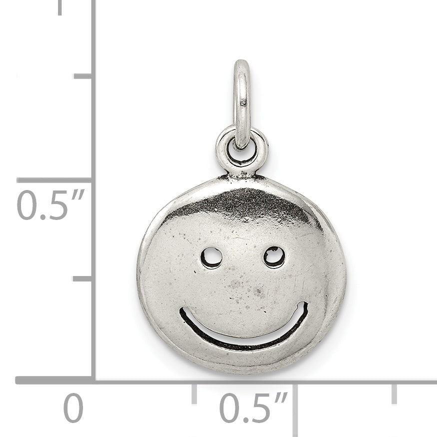 Sterling Silver Antiqued Smiley Face Charm