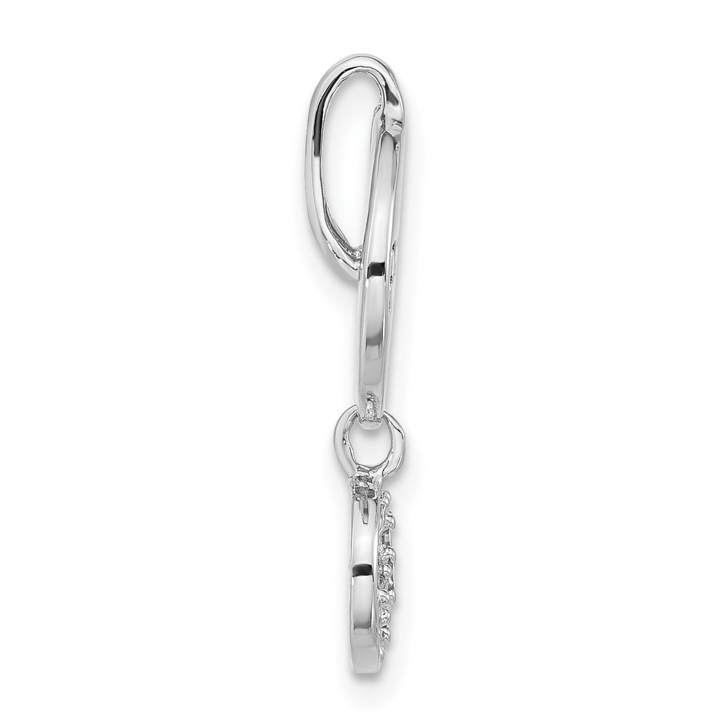 Sterling Silver CZ Peace Pendant with Polished Antiqued Finish