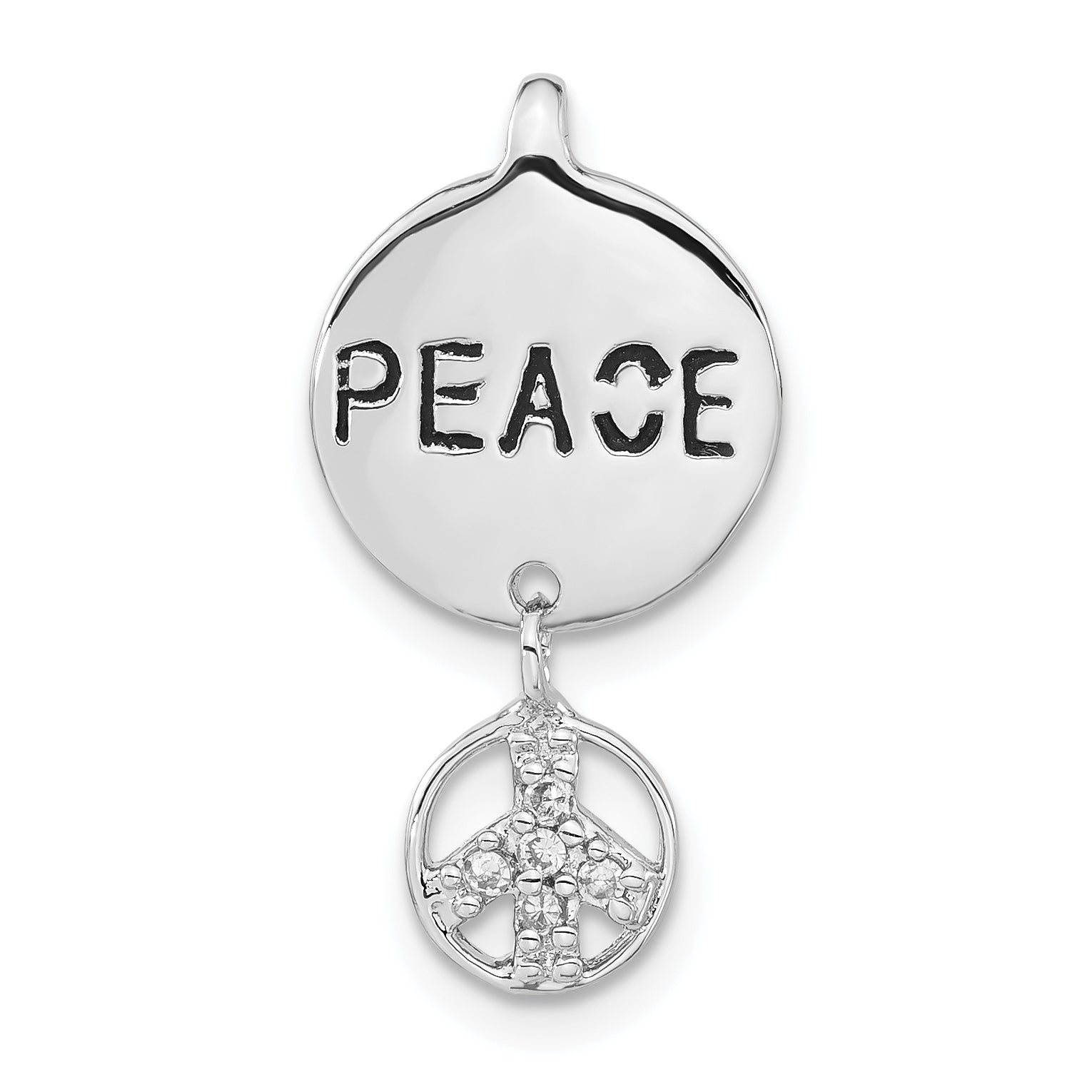 Sterling Silver Polished & Antiqued CZ Peace Pendant Main image