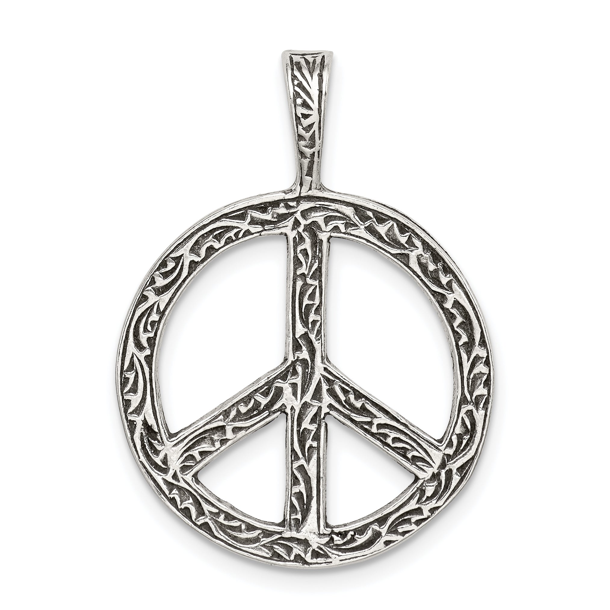 Sterling Silver Antiqued Peace Sign Charm Main image