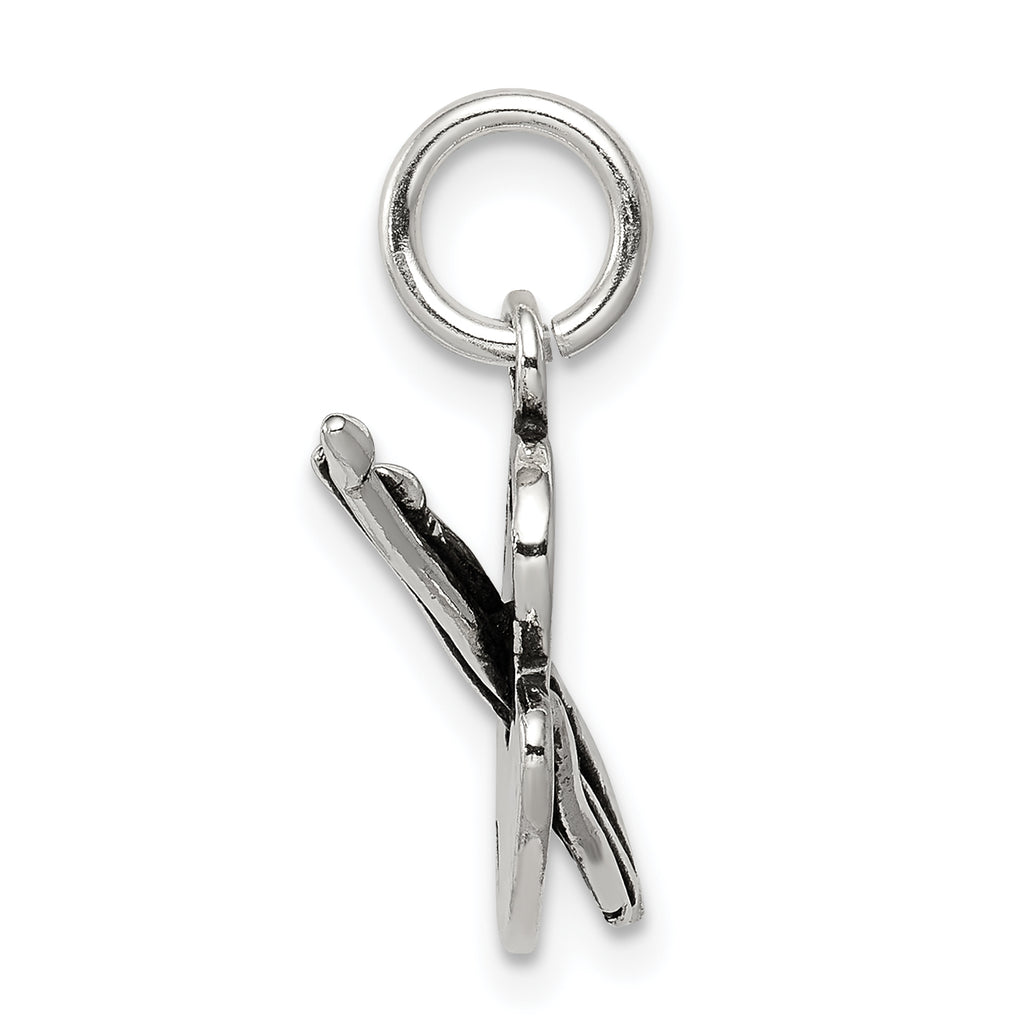 Sterling Silver Artist Palette Charm with Antiqued Finish Vintage Style