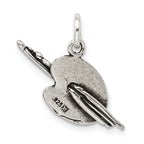 Sterling Silver Artist Palette Charm with Antiqued Finish Vintage Style